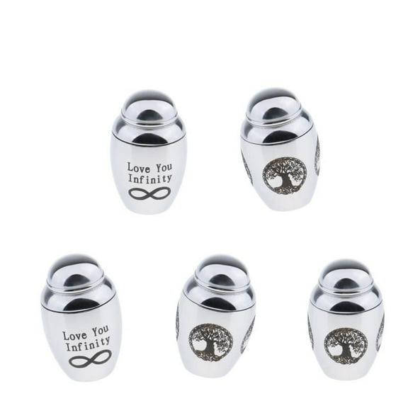 5Pcs Stainless Steel Memorial Ashes Vial Urn Keepsake Container Jar Funeral