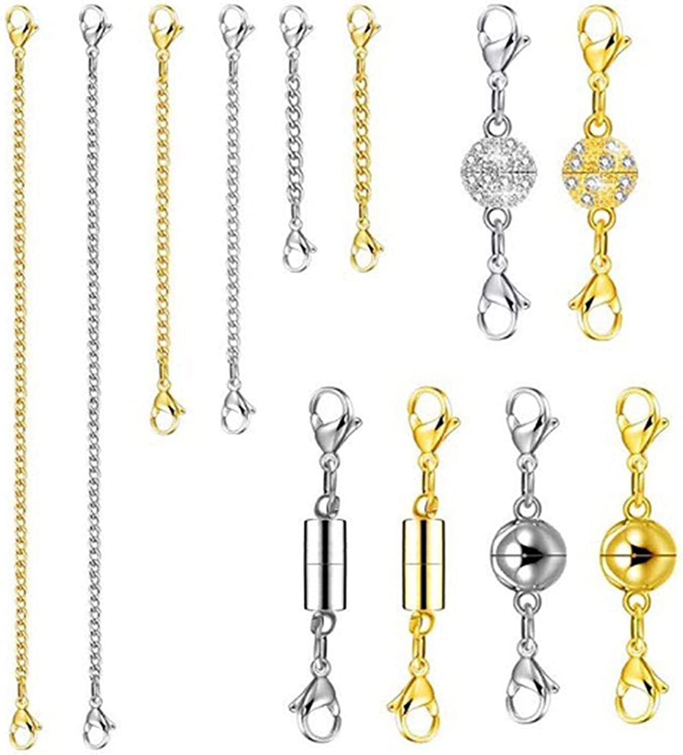 5Pcs Stainless Steel Necklace Bracelet Extender, Double Lobster Clasps