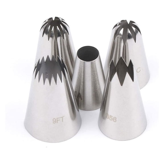 5Pcs Stainless Steel Piping Tip Set Star Round Petal Icing Nozzles For Cake Decorating Frosting(Clear-4.7Cm)