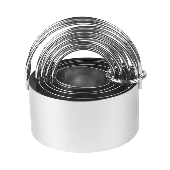 5Pcs Stainless Steel Round Biscuit Cutters,Round Cookie Cutters Tool with Ring Handle for Cakes,Sandwiches,Donuts,Dumpling Wrappers,Pastry,and Homemade Dough