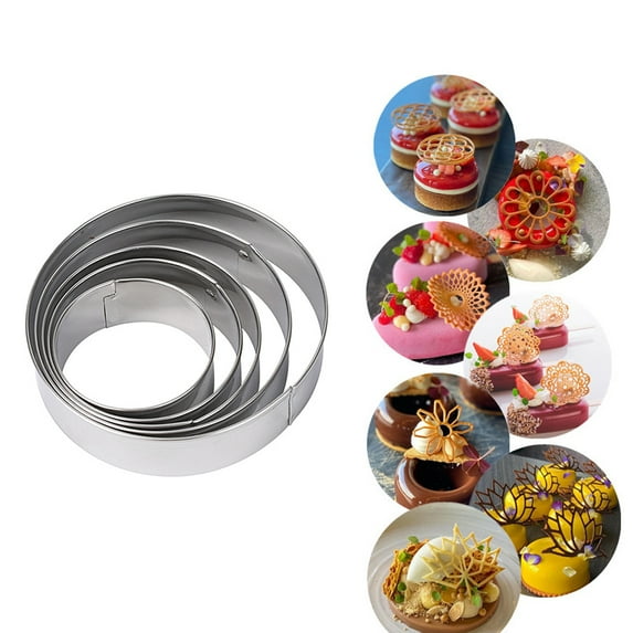 5Pcs Stainless Steel Round Biscuit Mold Cookie Cutter for Cookies