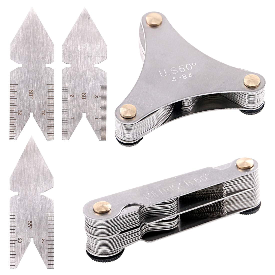5Pcs Stainless Steel Screw Thread Pitch Cutting Gauge Tool Set, 51Pcs ...