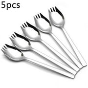 5Pcs Stainless Steel Spork Soup Salad Noodle Spoon fork Cutlery Tableware