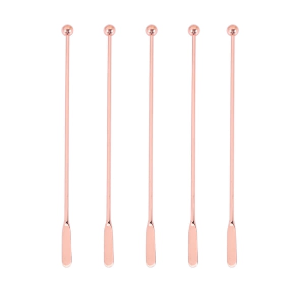 5Pcs Stainless Steel Stirrer Beverage Stirrers Stir Cocktail Swizzle Stick-Rose Gold-Straight Bar,19Cm