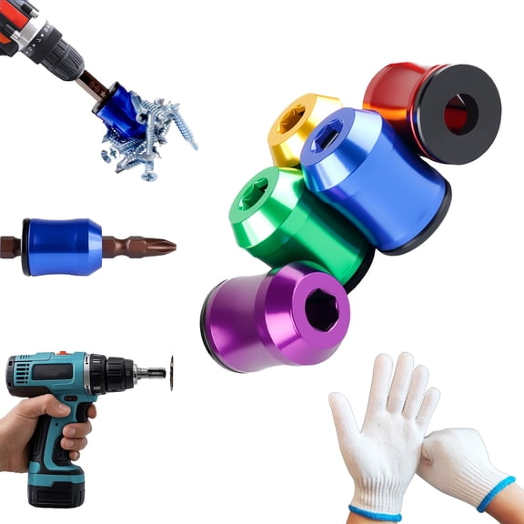 5Pcs Strong Magnetic Screw Ring 6.35mm Universal Screwdriver Head Holder 3In1 Aluminum Alloy Drill Tool Set