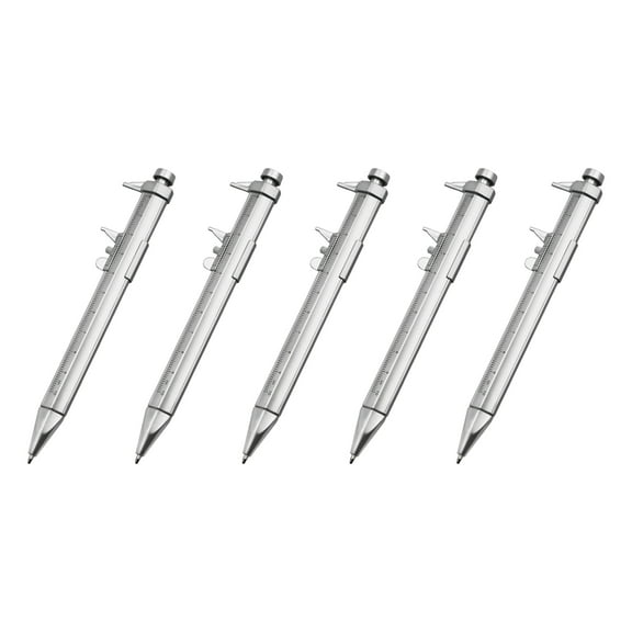 5Pcs Students Stationery 0-100mm Vernier Caliper Pen Ballpoint Pen Measuring Tool Multifunction Roller Pen