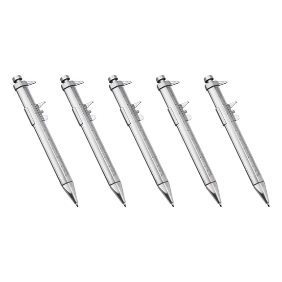 5Pcs Students Stationery 0-100mm Vernier Caliper Pen Ballpoint Pen Measuring Tool Multifunction Roller Pen