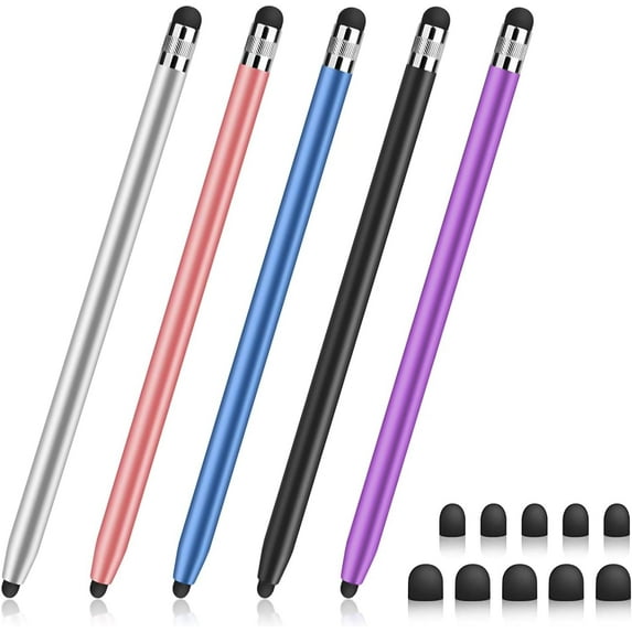 5Pcs Stylus Pen for iPad, Tablet Stylist, High Sensitivity & Precision Fine Point Rubber Ends Universal capacitive Touch Screen Pencil, Multicolor