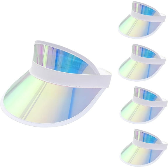 5Pcs Sun Visor Hats Women UV Protection Sunhat Iridescent Cap Headwear for Men Women Outdoor Summer Travel