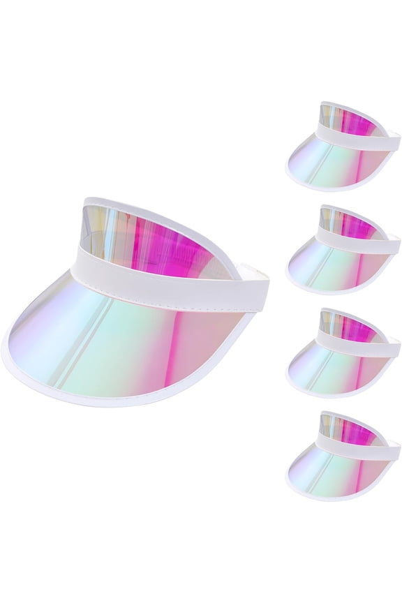 5Pcs Sun Visor Hats Women UV Protection Sunhat Iridescent Cap Headwear for Men Women Outdoor Summer Travel