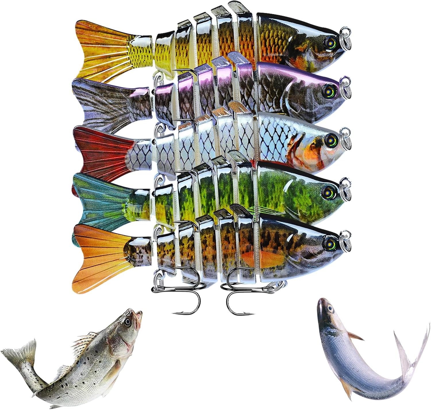 (5Pcs)Swimming Robotic Fishing Lure – 3D Bionic Bait for Freshwater & Saltwater, Attracts Bass, Walleye, and Trout