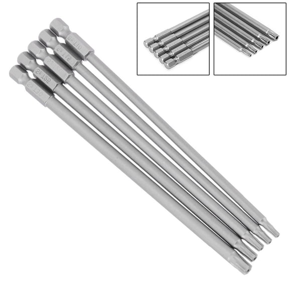 5Pcs For TORX Screwdriver Bits Set T10-T30 150Mm Long Hex Shank Alloy Steel For Electric Drill Hand Driver Air Tools Home Garden Workshop Equipment Kit