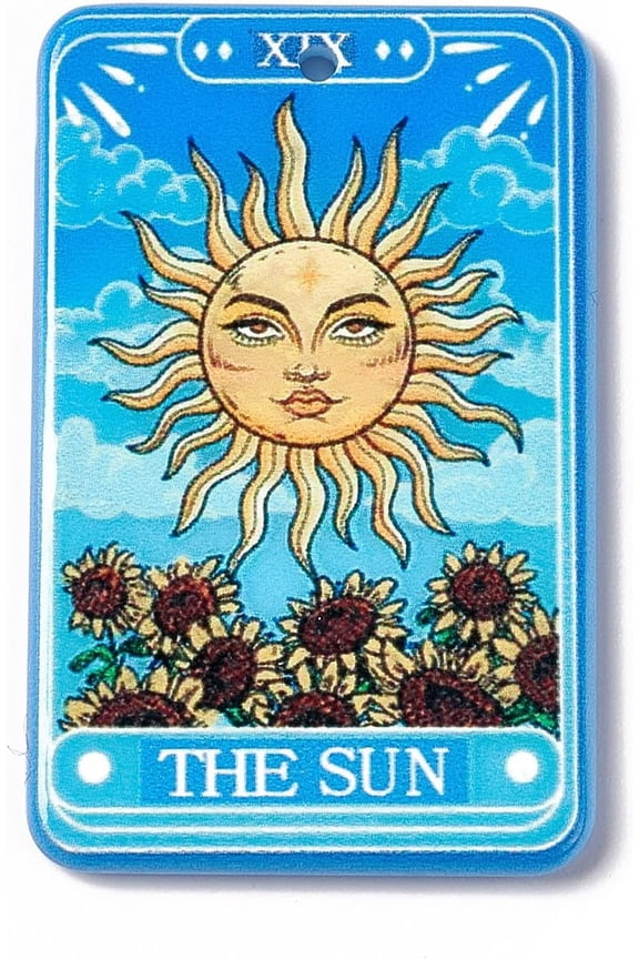 5Pcs Tarot Pattern Printed Acrylic Pendants Rectangle with Tarot Pattern Charm Deep Sky Blue Pendant Decoration for Necklace Bracelet Jewelry Making DIY Craft Making 43x27.5x2.4mm Deep Sky Blue