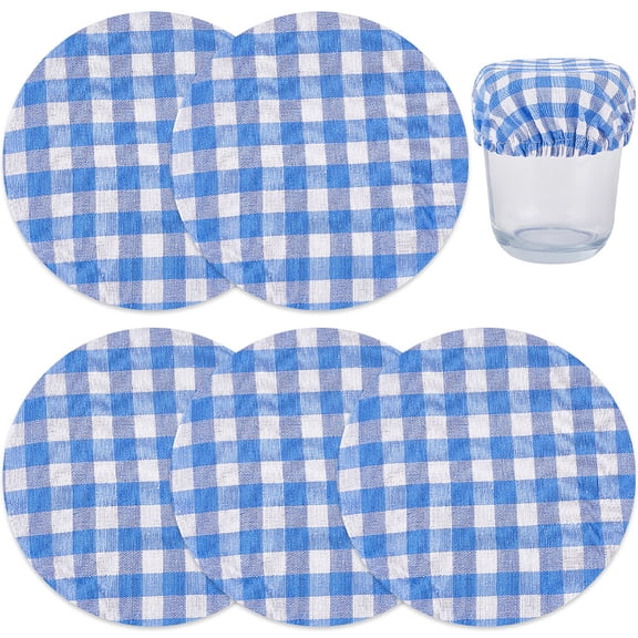 5Pcs Tartan Pattern Reusable Fabric Bread Fermentation Cover Cloth Cover for Sourdough Starter Dodger Blue 108x3.5mm