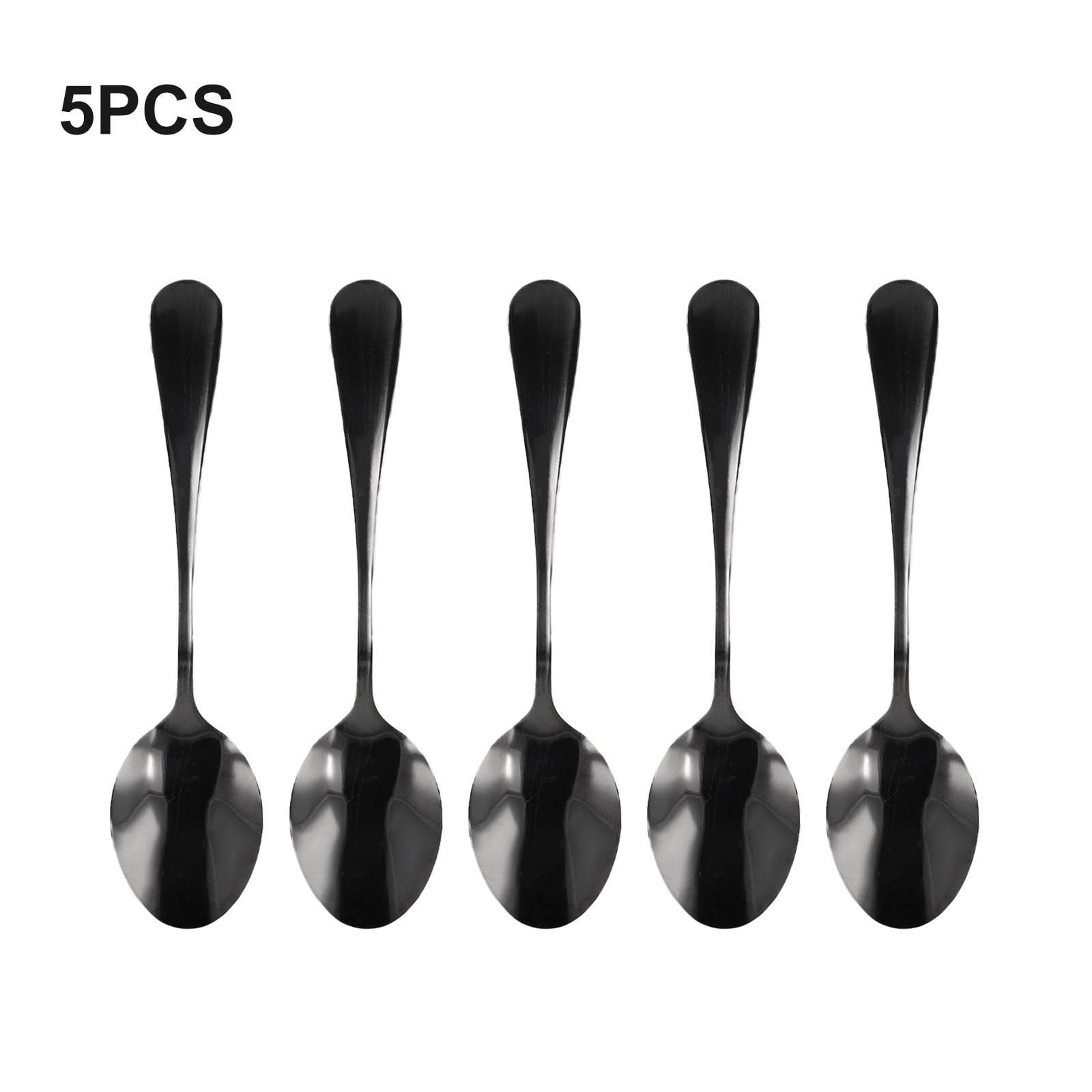 5pcs Teaspoons Stainless Steel Spoons Coffee Tea Spoon Teaspoon Black ...