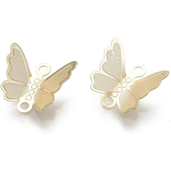 5Pcs Textured Brass Butterfly Connector Charms Real 18K Gold Plated Link Charm Metal Pendant Decoration Butterfly Jewelry Findings