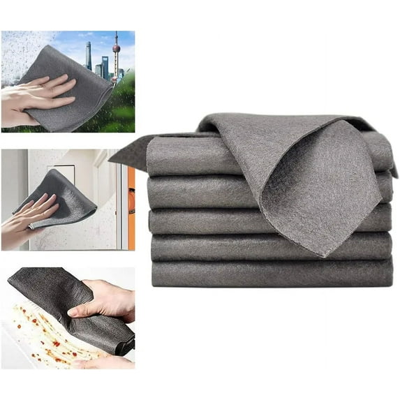 5Pcs Thickened Magic Cleaning Cloth,Streak Free Reusable Microfiber Cleaning Rags (11.8*11.8 IN)