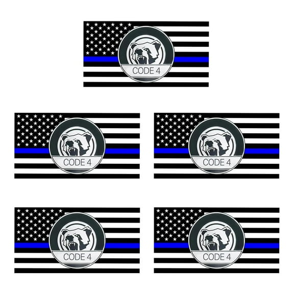 5Pcs Thin Blue Line Sticker Code 4, Support Stickers, Thin Line Flag Car Decal, American Flag Thin Blue Line Decal for Cars, Trucks, Windows, Laptops