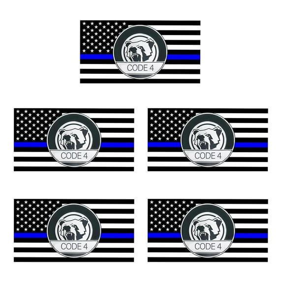 5Pcs Thin Blue Line Sticker Code 4, Support Stickers, Thin Line Flag Car Decal, American Flag Thin Blue Line Decal for Cars, Trucks, Windows, Laptops