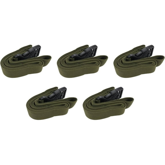 5Pcs Tie Down Straps Green Adjustable Nylon Strap with Buckles 1" x 51.18" (4.27ft) Straps with Quick Release, Lashing Strap for Backpacking, Outdoor Activities