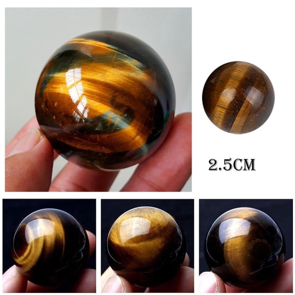 5Pcs Tiger Eye Crystal! Vacemry Harness the grounding energy of natural stone with this 2.5cm polished yellow tiger eye crystal ball, a mini healing sphere perfect for meditation, massage, or as a