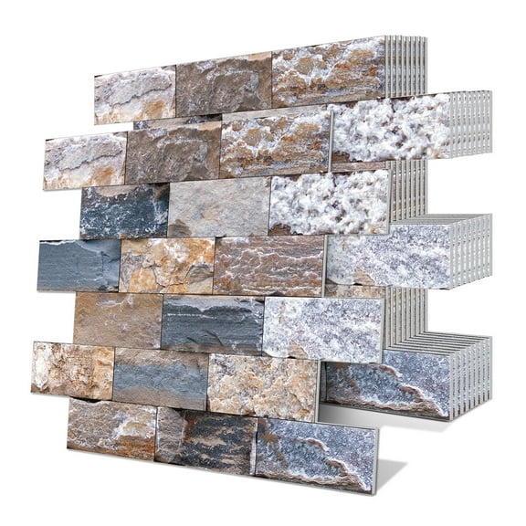 5Pcs Tile Stickers Stick Backsplash Self-Adhesive Tile Stickers Oil Stain Covered Wall Stickers for Kitchen Bathroom Toilet Sticker Decoration Type 7