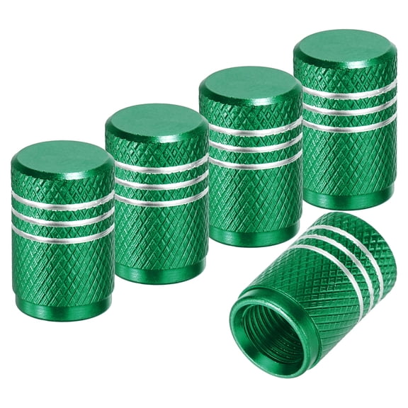 5Pcs Tire Valve Stem Caps Tire Air Caps with Rubber Sealing Ring, Green