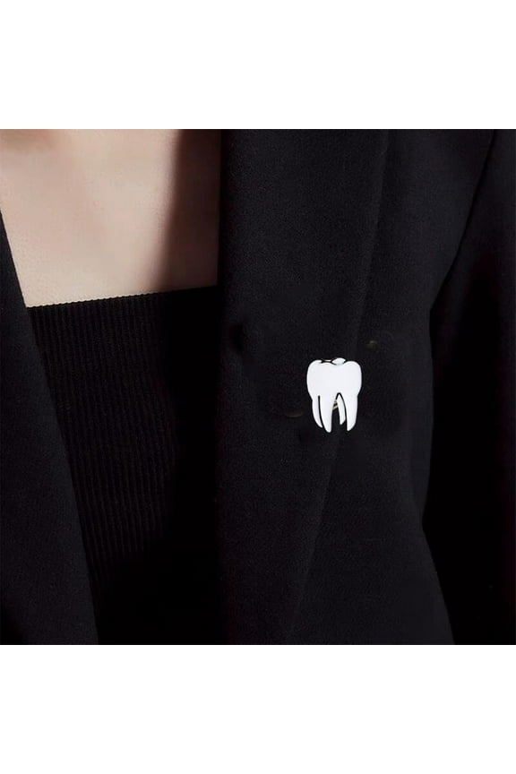 5Pcs Tooth Enamel Brooches Pin Alloy Lapel Pin Clothes Accessories for Friends Festival Gift White 19.5x15mm Pin: 1mm