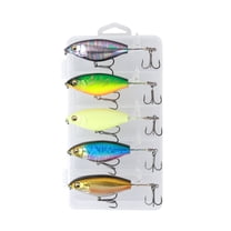 5Pcs Topwater Plopper Lures - Floating Fishing Baits with Hooks for Bass, Pike, Musky & Walleye, Durable Saltwater/Freshwater Lures with 3D Eyes