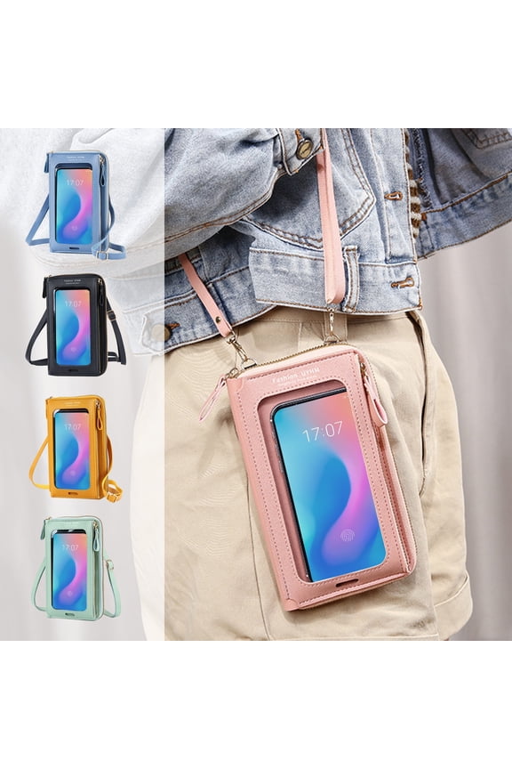 5Pcs Touchscreen Crossbody Phone Bag under $5! Yrmaups Touchscreen Phone Bag with Clear Window, Small Crossbody Shoulder Bag for Women, Anti Theft Phone Purse with Card Slots