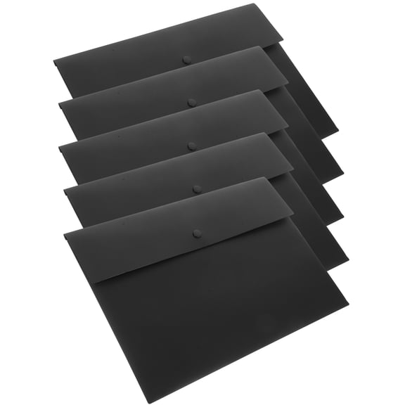 SEWOART Black A4 File Bags ABS Snap Button Design for Document Organization 5Pcs