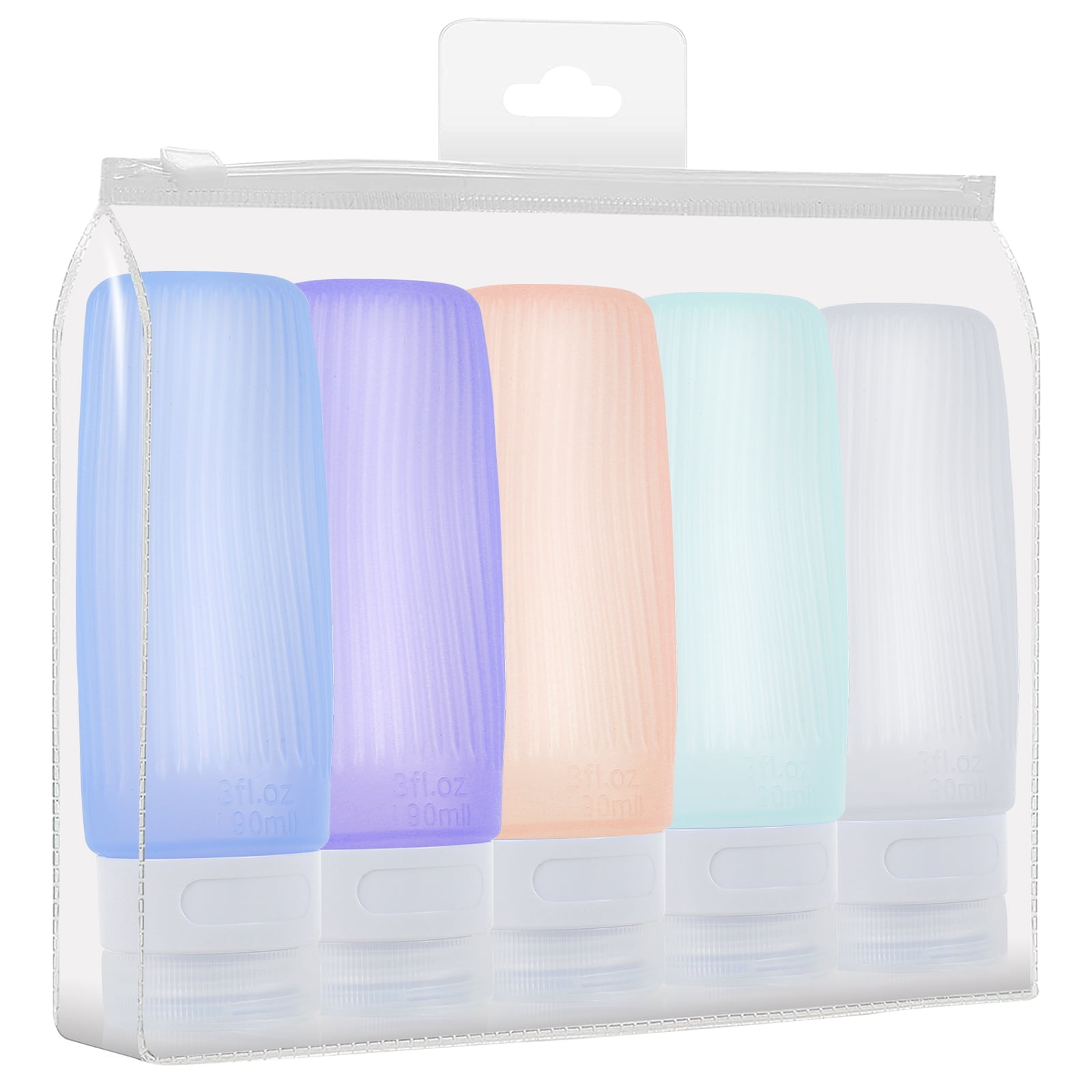 5Pcs Travel Bottles 3oz Squeezable Silicone Travel Containers Leakproof Travel Silicone Tubes