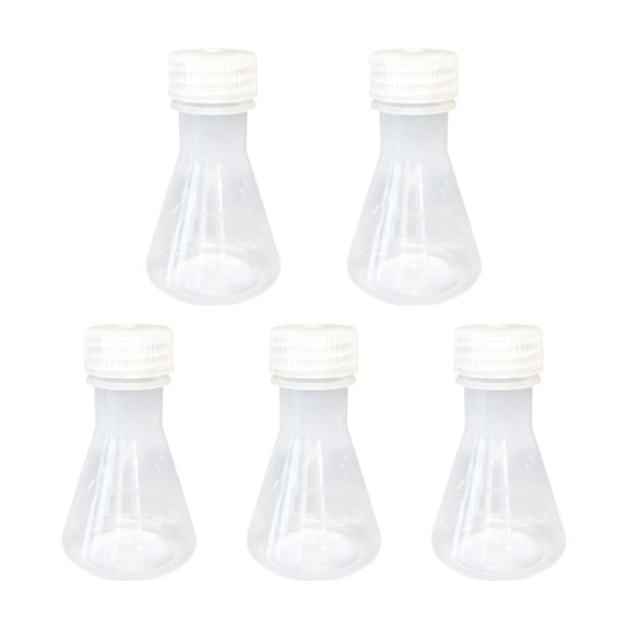 5Pcs Clear Plastic Triangular Flasks with Anti Spill Screw Lid Multipurpose Graduated Laboratory Flasks for School Lab