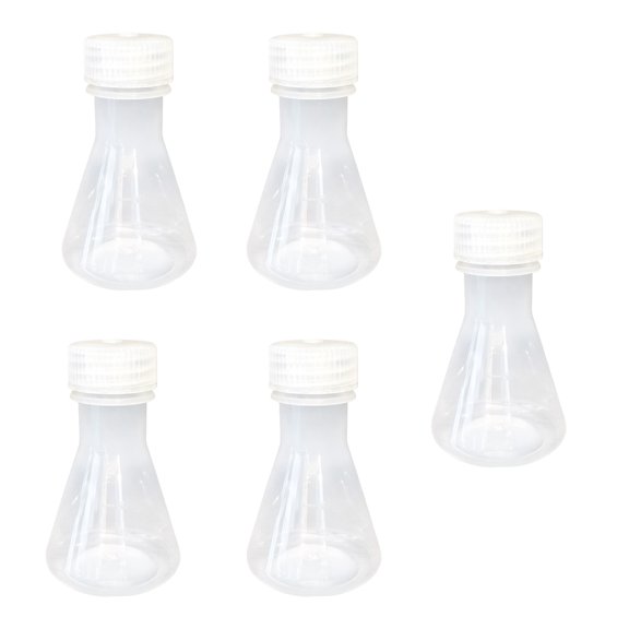 5Pcs Triangular Laboratory Flasks with Leakproof Cap Portable Clear Plastic Graduated Flasks for Laboratory Experiment