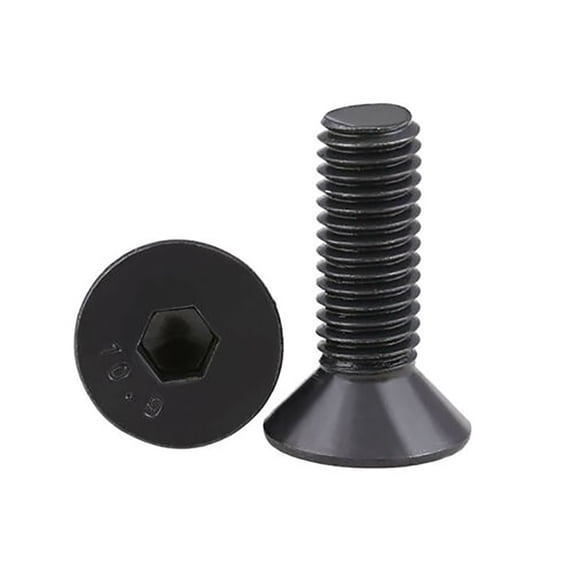 Uxcell 2pcs M4x20mm Left Hand Thread Bolts - 10.9 Grade, Hex Socket Flat Head, Black Oxide
