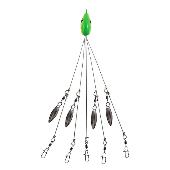 5Pcs Umbrella Fishing Rig! Kadlawus Umbrella Fishing Rig for Bass, 5 Arms Castable Chandelier Rig, Flexible Wire Arms Bait Lures, Metalhead Fishing Tackle for Crappie, Walleye, Striped Bass