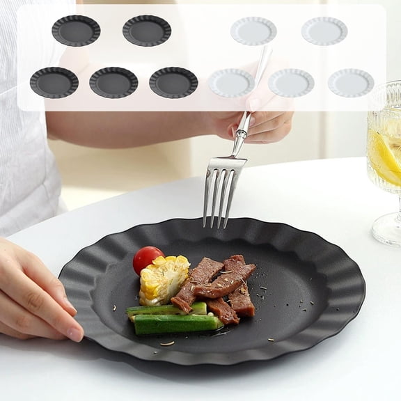 5Pcs Unbreakable Plastic Dinner Plates, BPA-Free Lightweight Microwave Safe Flat Plates, Multi-Use for Snack Seasoning Bone Spit Dining Table Outdoor Picnic Home, Black