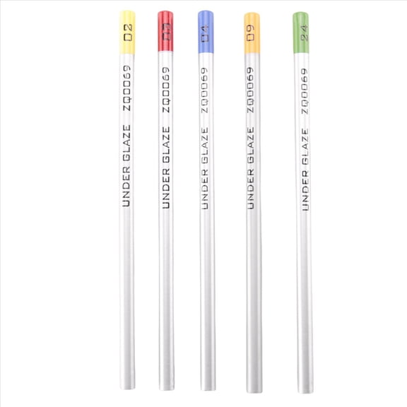 5Pcs Underglaze Pencils for Pottery Decorating Fused Glass and Under Glaze Ceramics A