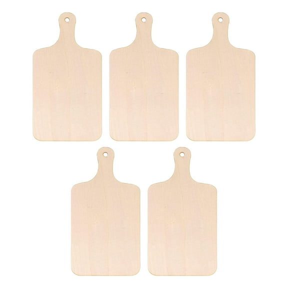 5Pcs Unfinished Craft Paddle Wooden Cutting Board Serving Tray Rectangle Decor for Vegetables