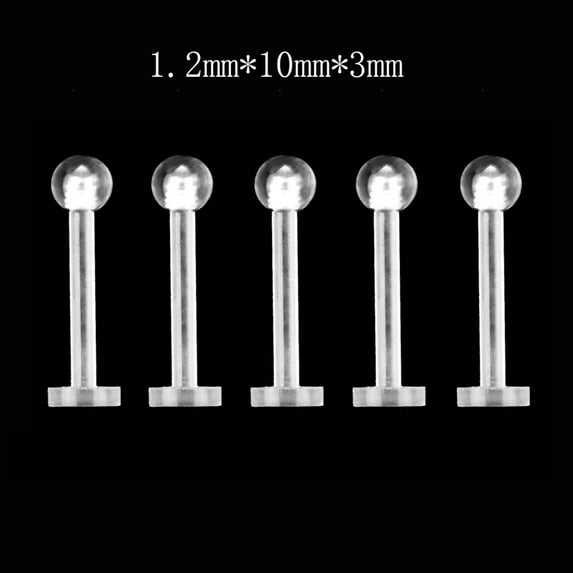 5Pcs Unisex Clear Round Nose Ear Lip Chin Ring Stud Bar Body Piercing Jewelry
