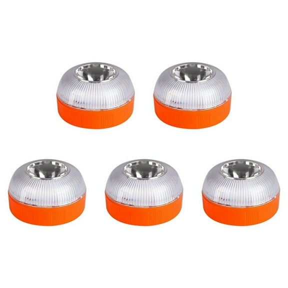 5Pcs V16 Emergency LED Flash Lights White & Yellow Warning Lamps with Magnet Base Traffic Safety Light