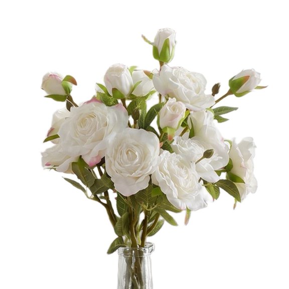 5Pcs Vintage Burnt-Edge Artificial Roses - Faux Floral Stems for Home & Wedding