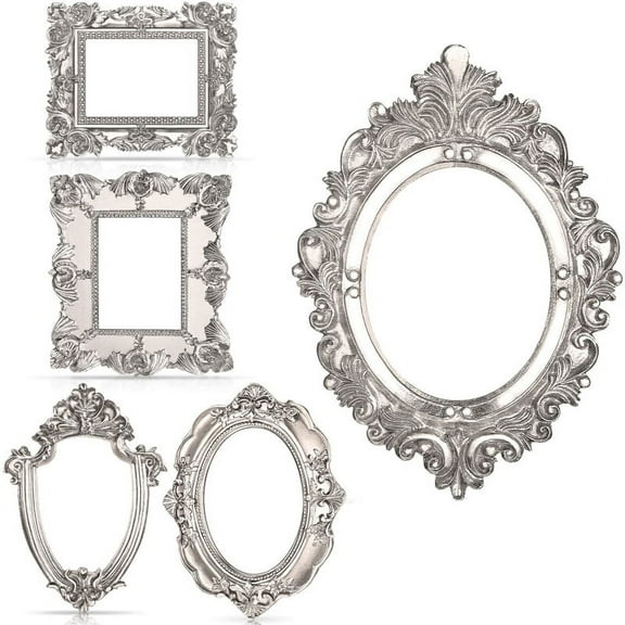 5Pcs Vintage Resin Picture Frame Flower Oval Rectangle Frame