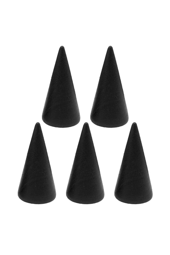 5Pcs Vintage Wood Rings Display Stand Cone Shape Jewelry Display Rack Finger Trinket Stand
