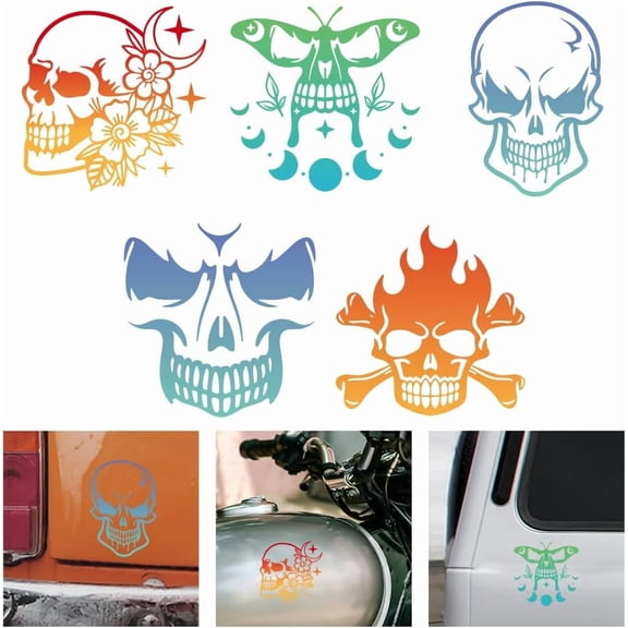 5Pcs Vinyl Car Sticker Butterfly Stickers Vehicle Decoration Bones Car Decals Waterproof Vinyl Stickers