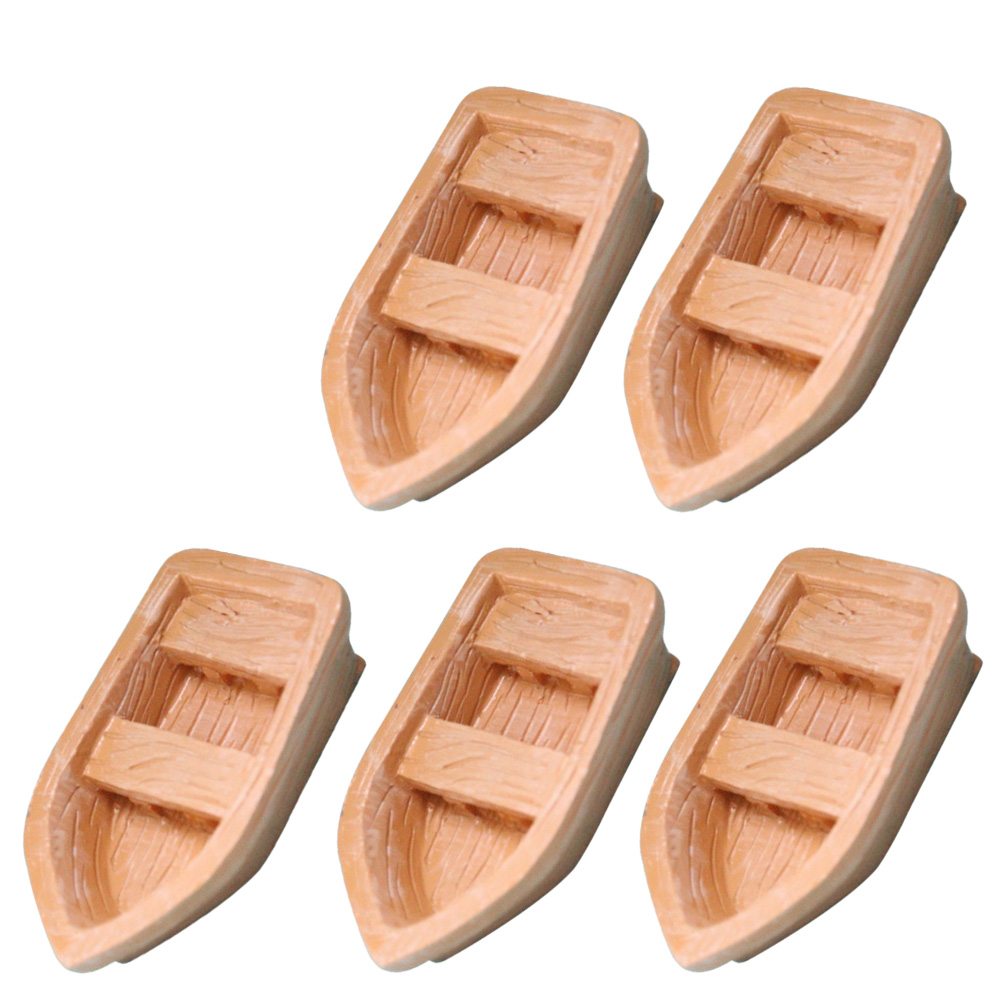 5Pcs Vivid Resin Boat Simulation Mini Resin Boat Adornment for Home
