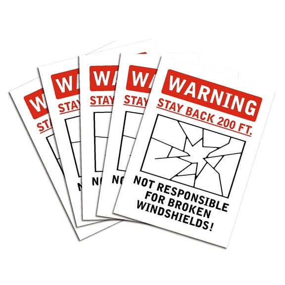 5Pcs Warning Stay Back 200 Feet Sticker Be Responsible Stickers 9.8" x 6.9" PVC Waterproof Self Adhesive Red Black Rectangle Vinyl