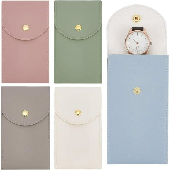 5Pcs Watch Pouch Leather Single Watch Storage Bag Imitation Leather Watch Travel Case Portable Watch Pouch
