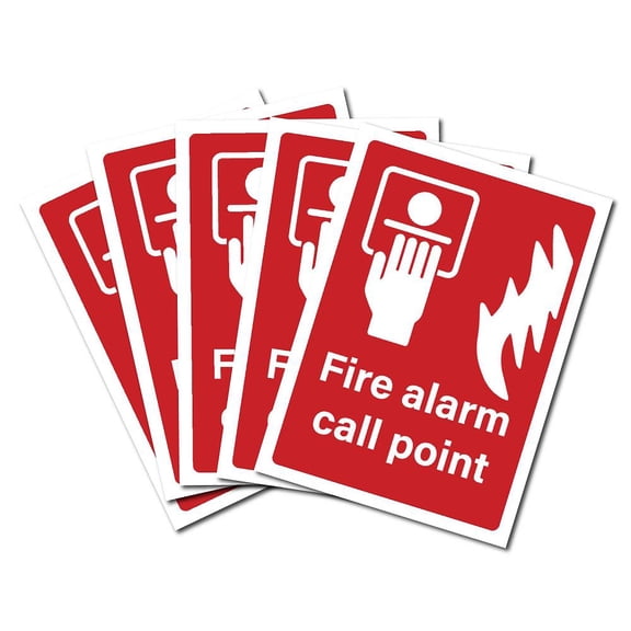 5Pcs Waterproof PVC Warning Sign Stickers Vinyl Danger Safety Decals Fire 25x17.5cm