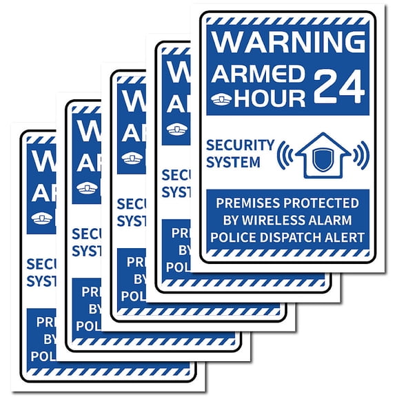 5Pcs Waterproof PVC Warning Sign Stickers Vinyl Danger Safety Decals Word 25x17.5cm for DIY Plastic